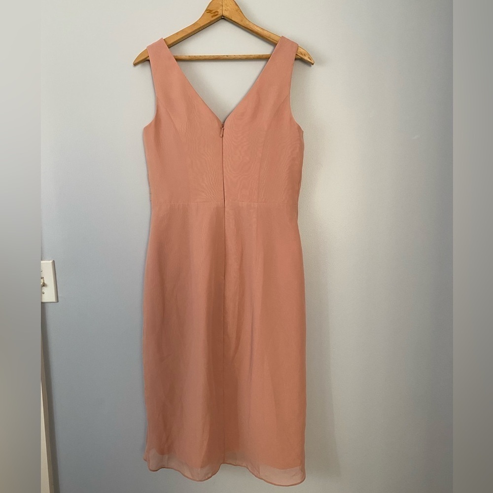 NWT JJs House 8 Sheath V-Neck Asymmetrical Chiffon Cocktail Dress Pleated Ruffle - Picture 5 of 8